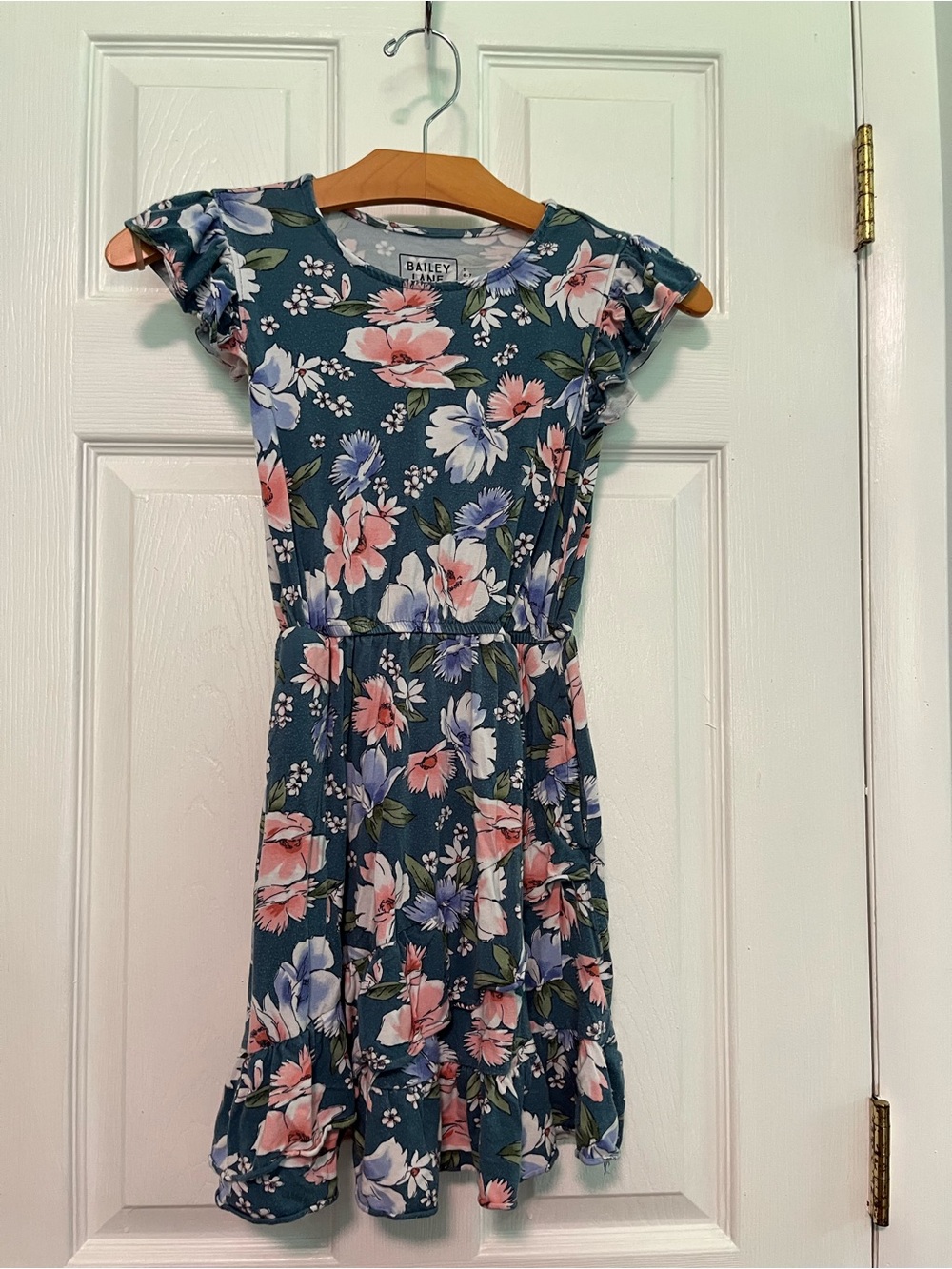 Girls' Teal Floral Casual Dress - Pink & Purple Floral